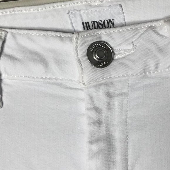 Hudson Jeans Bacara Straight Cuffed Flap Pocket Stretch White Cropped Size 27 - Picture 4 of 10